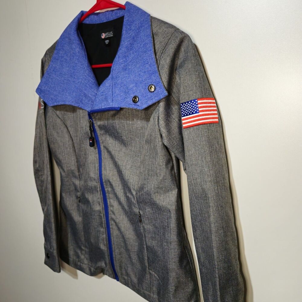 Microsoft Authentic Women’s Heather Gray Zip-Up Jacket MSUS (XS) – American Flag - Picture 2 of 16